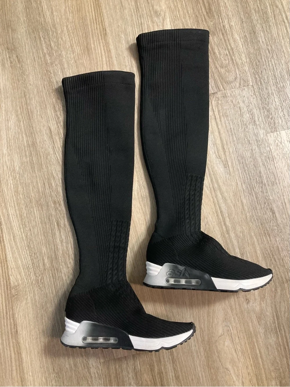 Ash Black Knee-High Sock Sneakers with White Accents